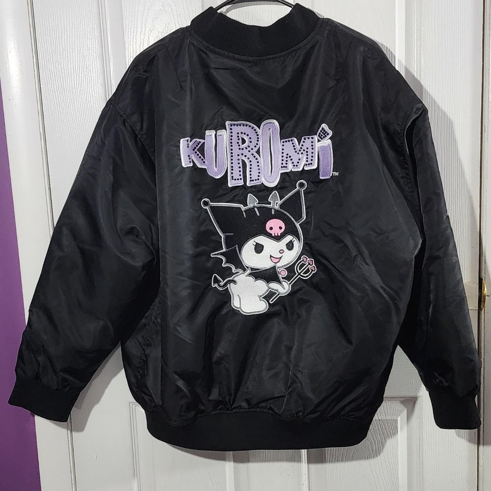 Black Kuromi Patch Bomber Jacket